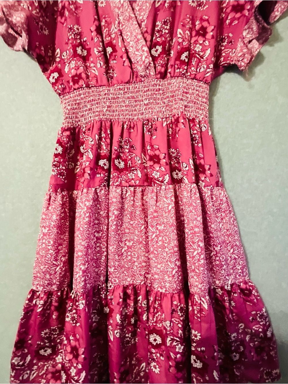 King roads woman  Floral Tiered Dress in Pink Sz S - Picture 4 of 9